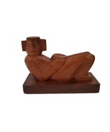 Carved Wood Chac Mool Statue Mexican Aztec Mayan god Ancient Pre Colombi... - $45.01 CAD