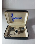 Cufflinks Cuff Links Tie Tack Chain Blue Silver Tone Kasmir Square Stone... - $18.99