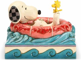 Jim Shore Peanuts 6005942 Float Away Snoopy Woodstock Raft Figurine 4.6&quot; L - £32.52 GBP