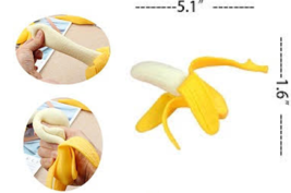 2 PACK 5&quot; SQUISHY STRETCH REALISTIC BANANA IN PEEL NOVELTY stress toy TY521 - $13.40 CAD