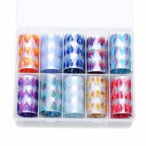10Roll/Box New Colorful Transfer Decals DIY Nail Sticker Nail Foil Fire Flame Gr - £10.04 GBP
