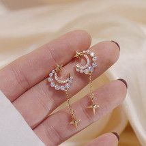 Star Moon Women&#39;s Earrings Trendy Micro Inlaid Zirconium Earrings Super Fairy El - £8.00 GBP