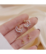 Star Moon Women&#39;s Earrings Trendy Micro Inlaid Zirconium Earrings Super ... - £7.85 GBP