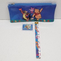 Vintage Disney Winnie The Pooh School Pencil Case Pouch &amp; 2 Pencils &amp; Er... - £11.37 GBP