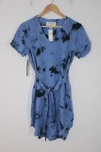 NWT Cloth &amp; Stone S Blue Tie Dye Short Sleeve Tencel Lyocell Dress Anthropologie - £40.17 GBP