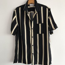 Urban Outfitters Camp Shirt S Black Stripe Retro Short Sleeve Casual Collar - £24.00 GBP