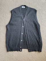 Fiesole 100% Pure Wool Cable Knit Cardigan Sweater Vest Made In Italy Me... - $29.92