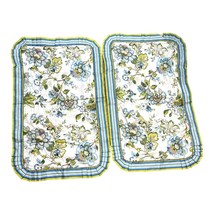 Croscill Pair Lot of 2 Corfu King Size Pillow Shams Blue Floral Ruffled ... - $29.91