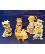 Vintage Nativity Set Children&#39;s 5 Pcs Mary Baby Jesus Wiseman Shepherd P... - $35.64