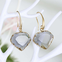 Gray Crystal &amp; 18K Gold-Plated Diamond-Shape Drop Earrings - £11.00 GBP