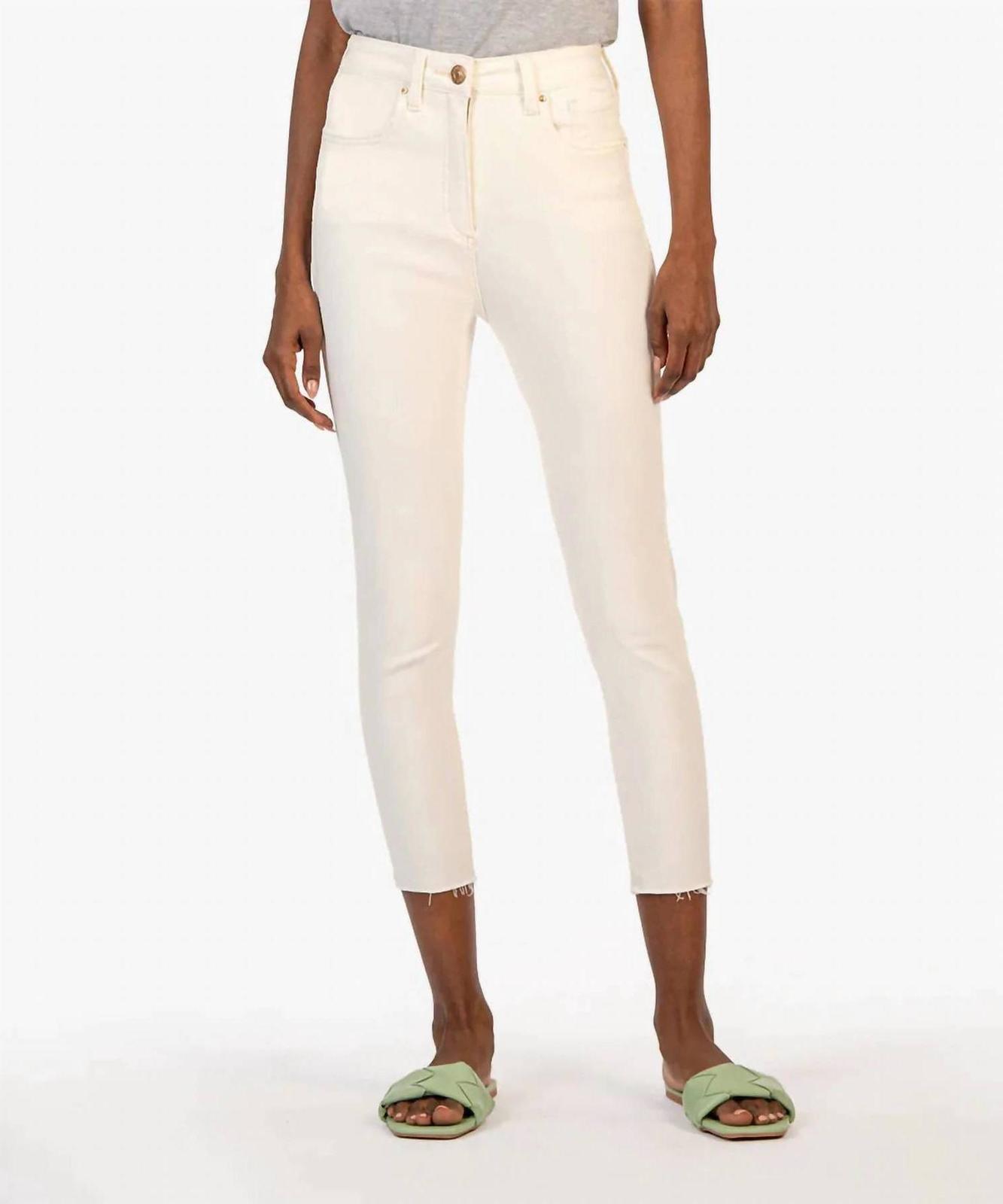 Kut From The Kloth High Rise Connie Fab Ab Crop Ecru - $78.00