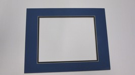 Picture Frame Double Mat 11x14 for 8x10 photo Medium Blue with black liner - £9.34 GBP