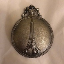 Eiffel Tower Silver Pocket Watch by Quartz Works with Handle - £8.32 GBP