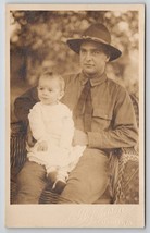 Catawissa PA Handsome Soldier Holding Sweet Baby RPPC Pennsylvania Postcard I22 - £15.91 GBP