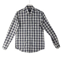 JOSEPH ABBOUD Men&#39;s S Plaid Button Up Casual Cotton Dress Long Sleeve Shirt Gray - £15.51 GBP