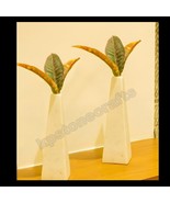 Pair of White Marble Flower Vases for home decor and interior decor - $196.35