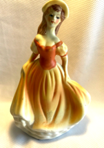 Figurines Kay’s Collections Dancing Girl Yellow Dress Peach Porcelain Statue 6.5 - £11.86 GBP