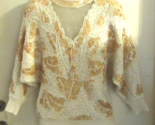 Vintage Women&#39;s Bonnie Boerer &amp; Co Sweater White Embellished Sequins Geo... - $68.31