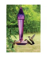 Hummingbird Feeder Faceted Amethyst colored blown glass nectar bottle NEW - $53.71
