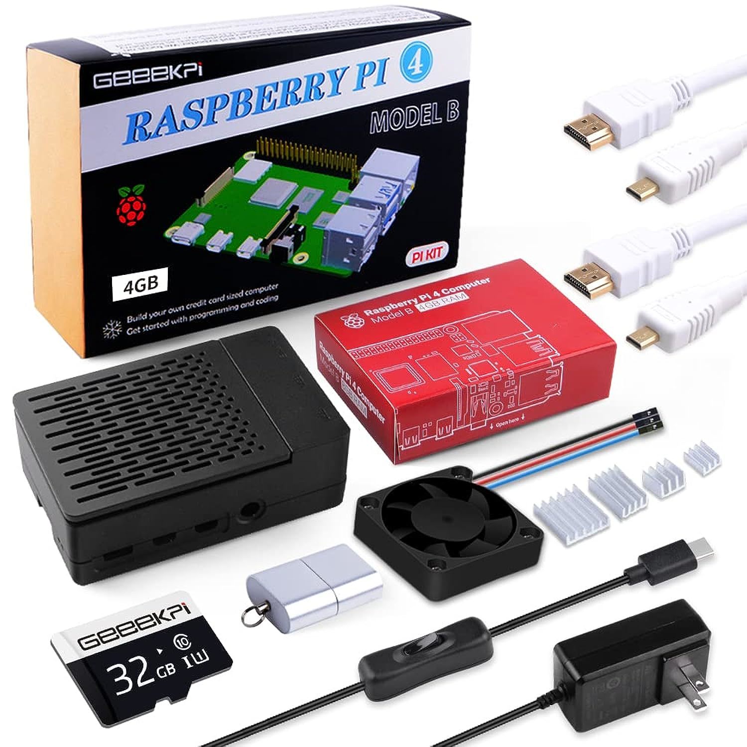Raspberry Pi 4 4Gb Starter Kit - 32Gb Edition, Raspberry Pi 4 Case With Pwm Fan, - $164.99