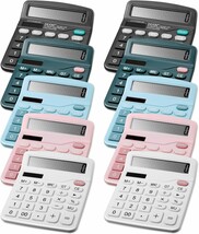 10 Pcs Desk Calculators Basic 12 Digit Lcd Large Display Solar And Battery Dual - £33.63 GBP