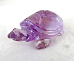 Big Natural Brazilian Amethyst Tortoise Carved 80 Ct Gemstone Statue Home Decor - £213.27 GBP