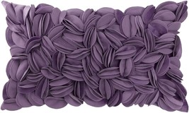 Handmade Velvet Purple 12 X 20-Inch Stereo Flower Throw Pillow Cover Rectangular - £25.05 GBP
