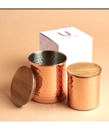 Uncommon James Hammered Copper Canister 2 piece Storage Set - New In Box - £18.75 GBP