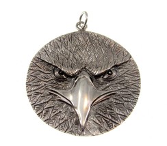 Handcrafted Solid 925 Sterling Silver Giant Bald Eagle Head Face Large Pendant - £70.13 GBP