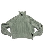 H&amp;M Womens Ribbed Knit Turtleneck Sweater US Small Sage Green Acrylic/Po... - $221.96 MXN