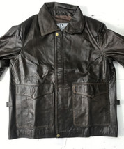Indiana Jones Distressed Brown Genuine Cow Hide Skin Leather Jacket - XL - £161.59 GBP