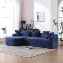 Boucle Sofa 3 Seater w/ Chaise, Blue - $567.99