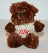 Animal Adventure Valentines Teddy Bear Mini 4&quot; Brown Plush Cream XOXO Sw... - £17.44 GBP