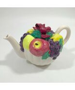 Teapot Large Fruit Red Bow 1992 Teapot 11x6.5x6.5 inches Vintage - $272.57 MXN