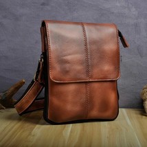 Leather Men Crossbody Messenger Bag 8 Inch Pad Slim Travel Waist Belt Po... - £59.55 GBP