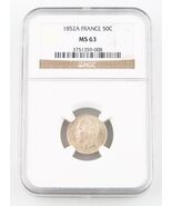 1852-A France 50 Centimes Silver Coin MS-63 NGC Paris 50c Cent KM-793 - €677,71 EUR