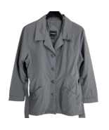 OutBrook Size L 12-14 Women&#39;s Gray Rain Coat Button Jacket Lined Belted ... - £11.36 GBP