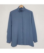 Asiatica Kansas City Blouse Top Shirt Tunic Blue Textured Womens M L - $57.42