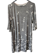 Vera Wang Nightgown Sleepwear Size S Gray / Pink &amp; White Floral Rayon Sp... - $37.62