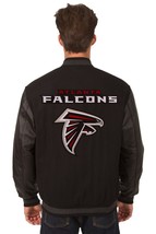 NFL Atlanta Falcons Wool Leather Reversible Jacket Embroided Patch Logos Black - £215.81 GBP