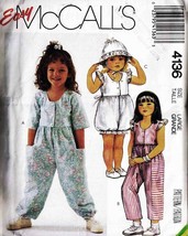 Child's Jumpsuit, Romper, Bonnet Vtg 1989 McCall's Pattern 4136 Size 5-6 UNCUT - £9.45 GBP