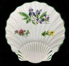Royal Worcester Worcester Herbs Green Trim Botanical Shell Shaped Dish 8-3/4&quot; - £25.61 GBP