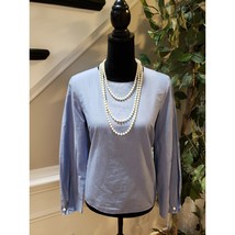 Banana Republic Blouse Women Small Blue Long Sleeve Back Button Pearl De... - $25.74