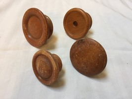 Mixed Lot 4 Antique Vtg Carved Round Wood Drawer Pulls Cabinet Knobs 4.2... - $33.71 CAD