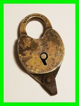 Antique Brass Padlock  &quot;J.H.W.&quot; Newark, N.J. U.S.A. no key ~ Very HTF RARE !! - £23.73 GBP