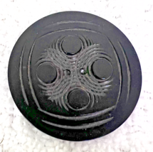 Vintage Large Round Carved Black Cape Coat Button Swirling Arc Circles 1... - $6.44