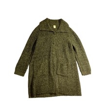Faded Glory Long Sleeve Womens XXL 20 Green Chunk Knit Button Up Duster Sweater - £14.85 GBP