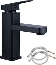 Bathroom Basin Tap Washroom Hot and Cold Mixer Tap Single Lever, Matte B... - £12.54 GBP