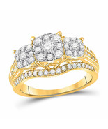 10kt White Gold Womens Round Diamond Cluster 3-stone Ring 1 Cttw - £966.00 GBP
