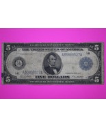 1914 $5 Five Dollars Boston Federal Reserve Note FR 847 A Guaranteed Gen... - $99.99